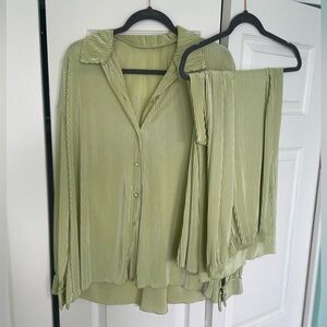 Yellow Green Two Piece Slouchy Set